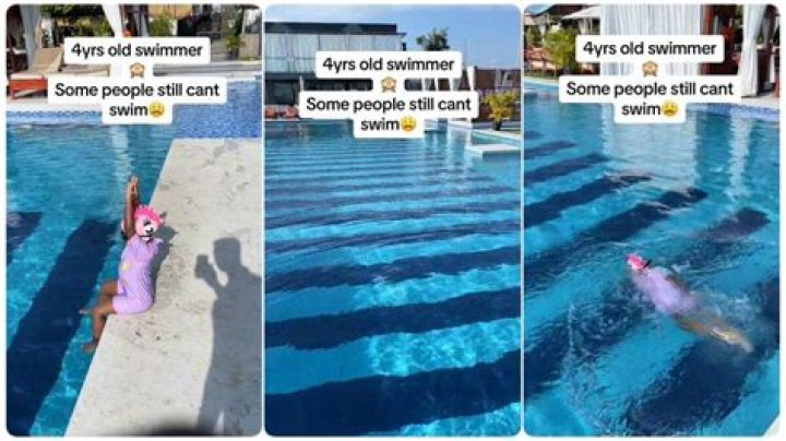 4-Year-Old Little Girl Shows Her Swimming Talent in a Pool, Many Hail Her for Being So Good in Video